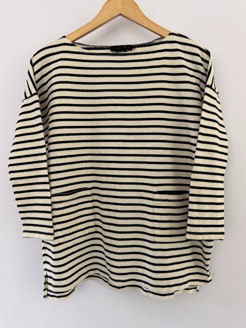 Hatch Black and White Striped Tunic Top